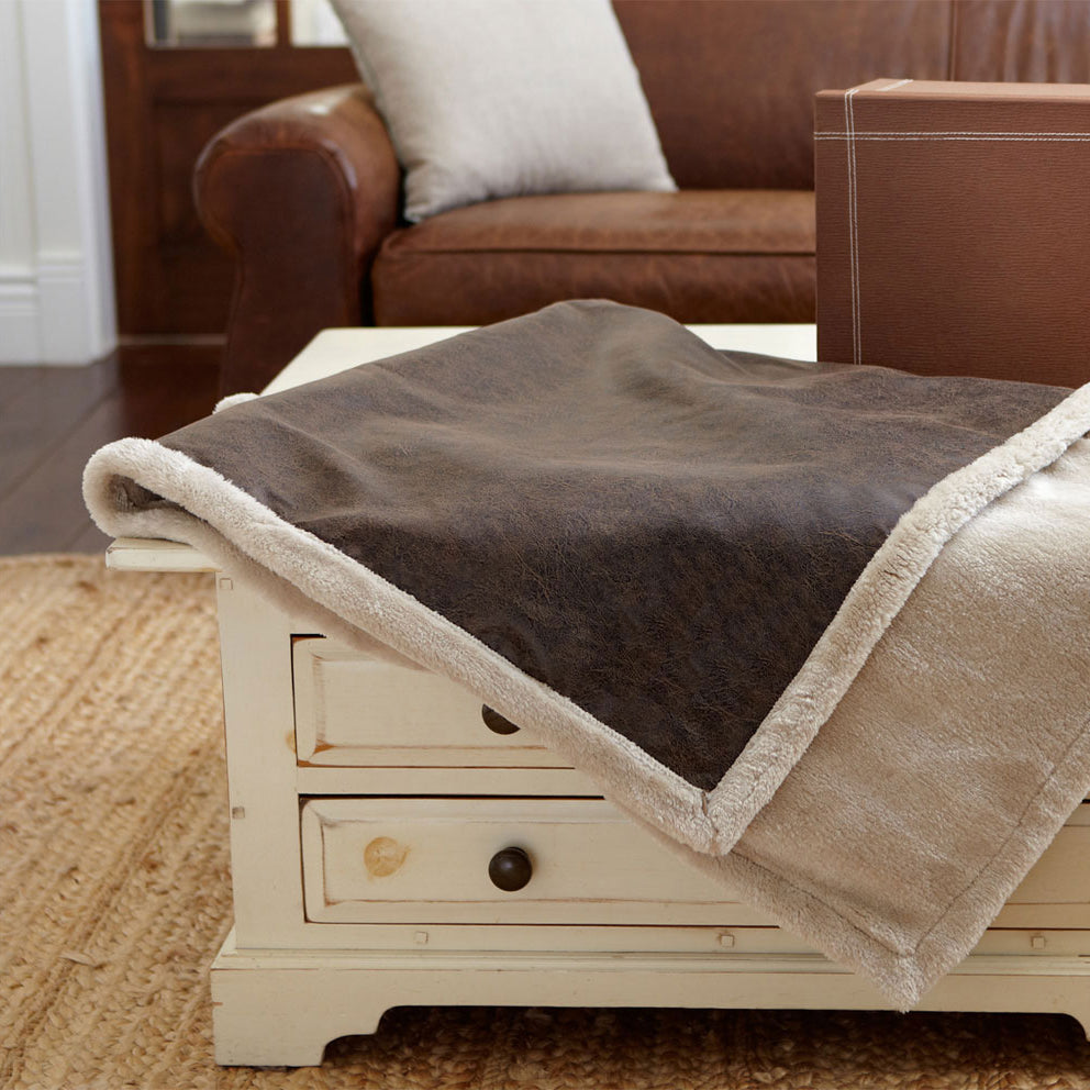 Vintage Faux Leather Throw Kanata Blanket Co
